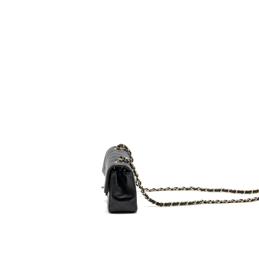 CHANEL MINI RECTANGULAR FLAP BAG LAMBSKIN BLACK LGHW (MICROCHIP)
