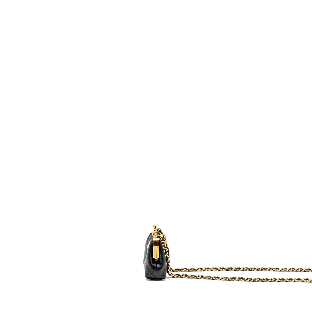 CHANEL 23P MINI COIN PURSE WITH CHAIN CALFSKIN BLACK LGHW(MICROCHIP)