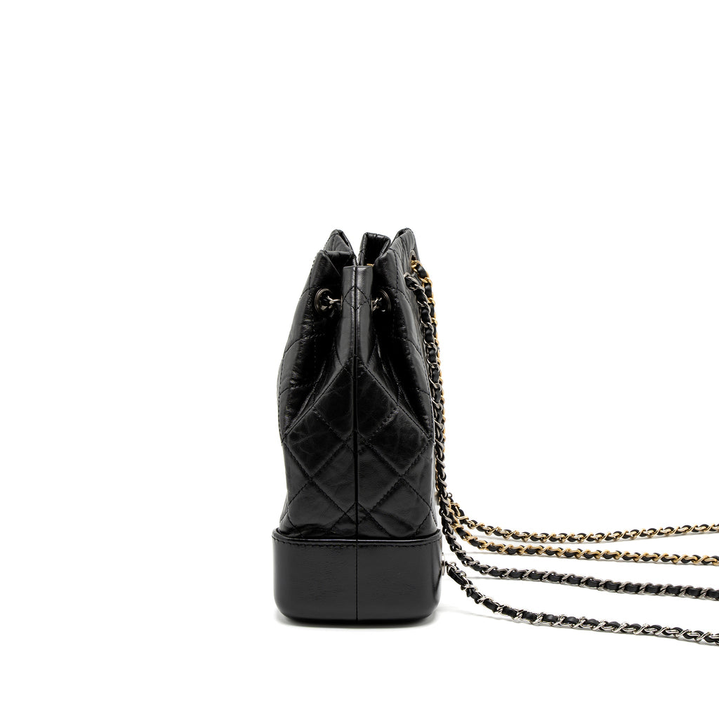 CHANEL SMALL GABRIELLE BACKPACK CALFSKIN BLACK MULTICOLOUR HARDWARE (MICROCHIP)