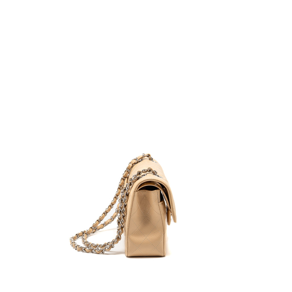 CHANEL SMALL CLASSIC DOUBLE FLAP BAG CAVIAR BEIGE SHW (MICROCHIP) (Copy)