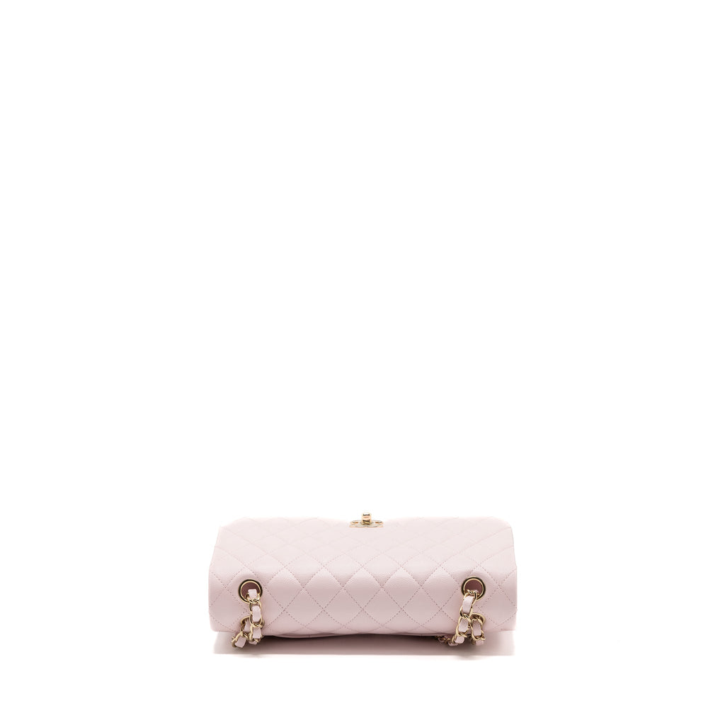 CHANEL MEDIUM CLASSIC DOUBLE FLAP BAG CAVIAR LIGHT PINK LGHW (MICROCHIP)