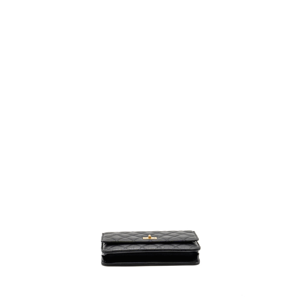 CHANEL 2.55 REISSUE WALLET ON CHAIN LAMBSKIN BLACK GHW (MICROCHIP)