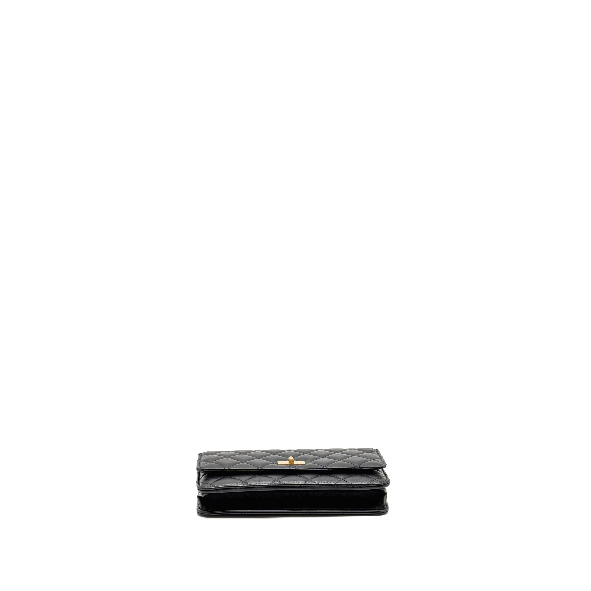 CHANEL 2.55 REISSUE WALLET ON CHAIN LAMBSKIN BLACK GHW (MICROCHIP)