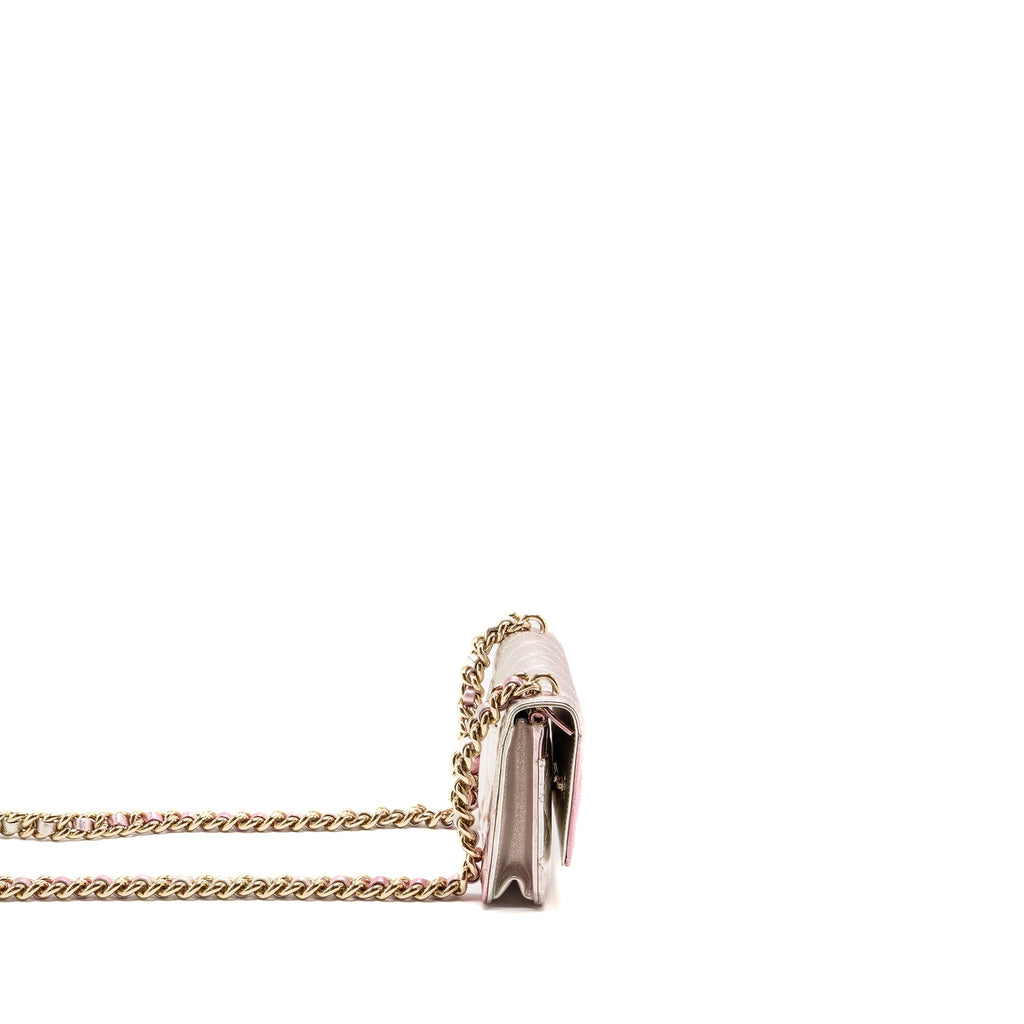 CHANEL 21K WALLET ON CHAIN IRIDESCENT LAMBSKIN LGHW (MICROCHIP)