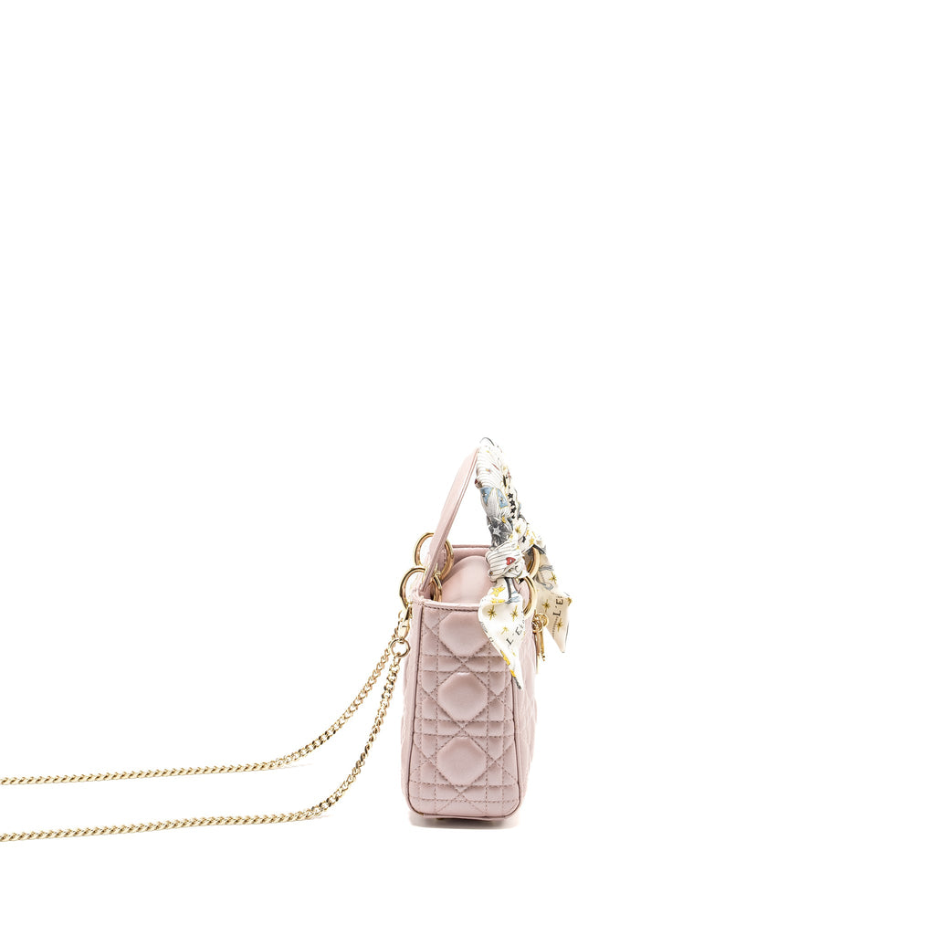 DIOR MINI LADY DIOR LAMBSKIN LOTUS PINK LGHW