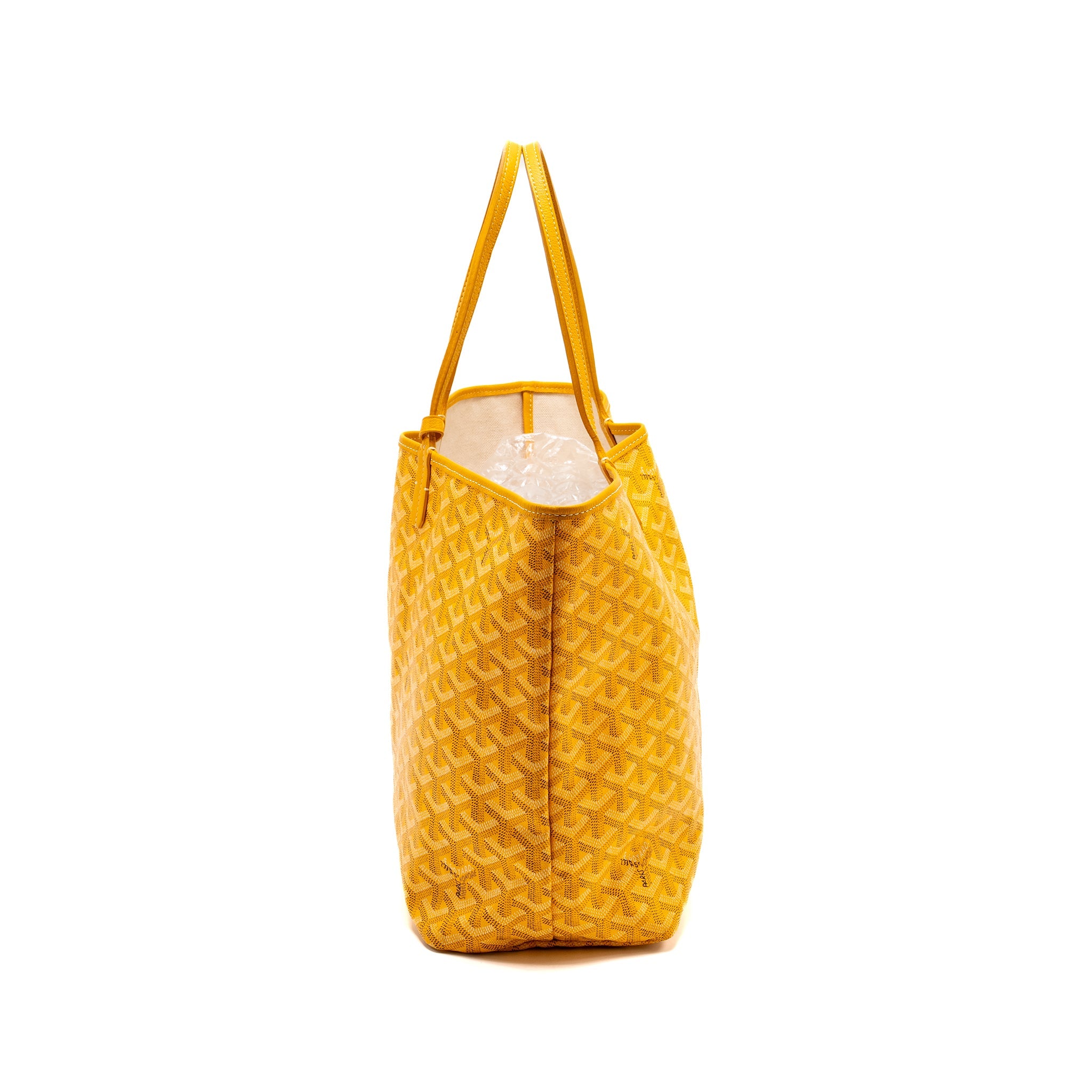 GOYARD SAINT LOUIS PM TOTE BAG GOYARDINE CANVAS / CALFSKIN YELLOW SHW