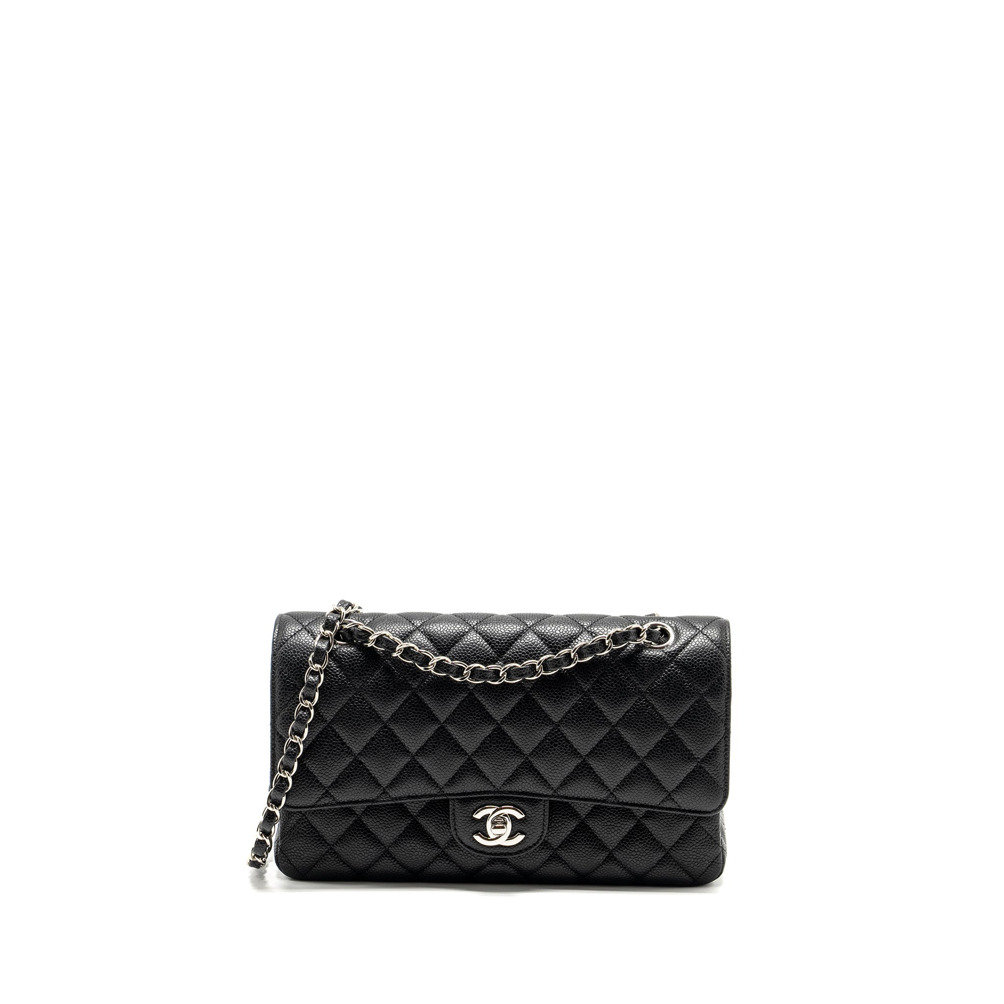 CHANEL MEDIUM CLASSIC DOUBLE FLAP BAG CAVIAR BLACK SHW