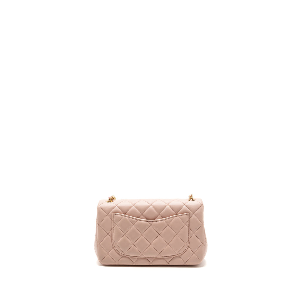 CHANEL 23K PEARL CRUSH MINI RECTANGULAR FLAP BAG LAMBSKIN LIGHT PINK GHW (MICROCHIP)