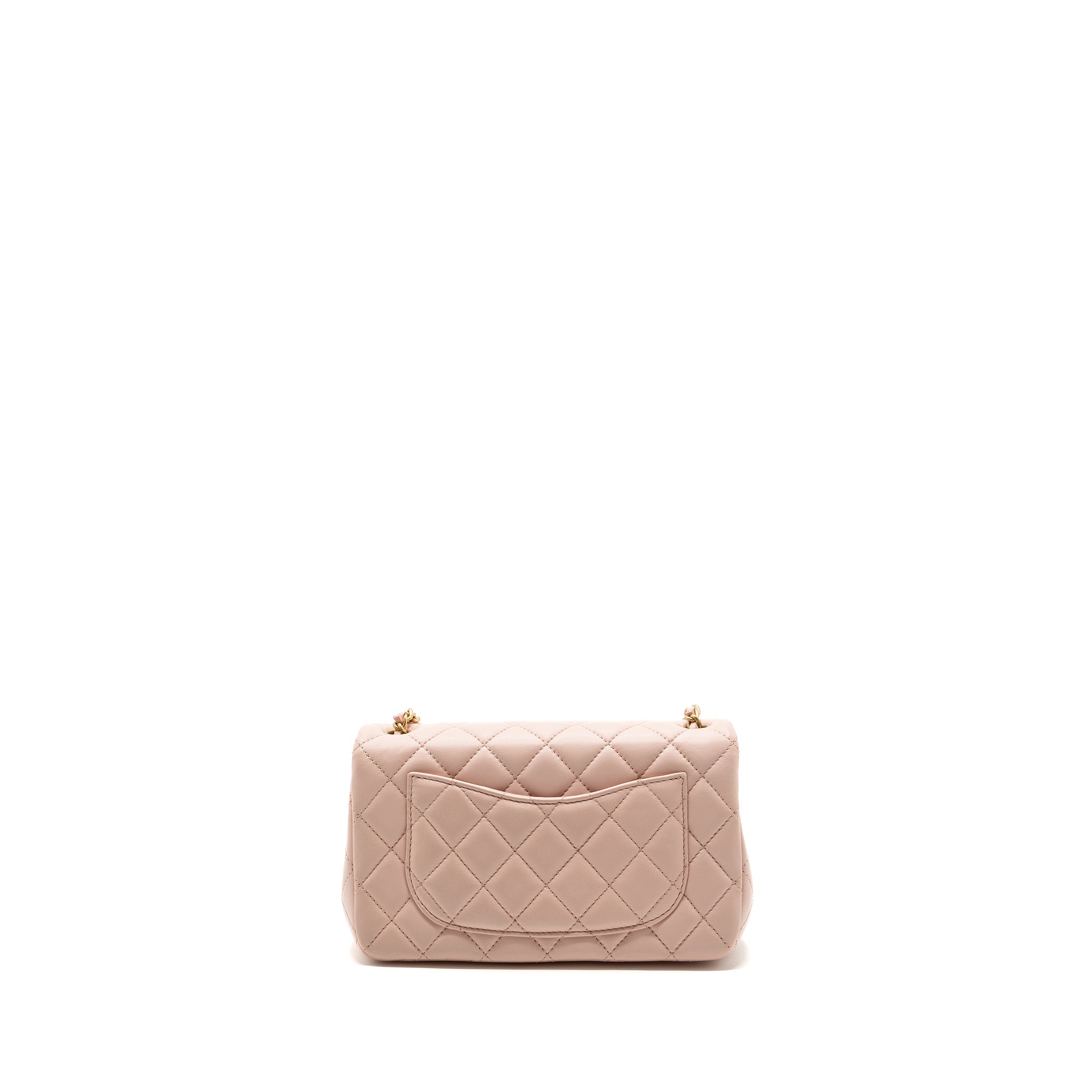 CHANEL 23K PEARL CRUSH MINI RECTANGULAR FLAP BAG LAMBSKIN LIGHT PINK GHW (MICROCHIP)