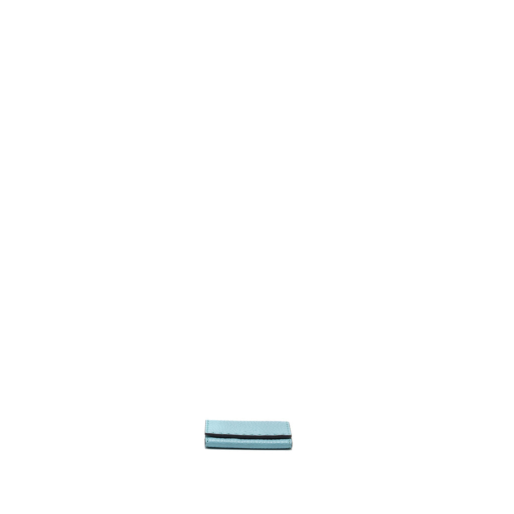 FENDI SELLERIA CARD HOLDER CALFSKIN OCEAN BLUE/CREAM SHW
