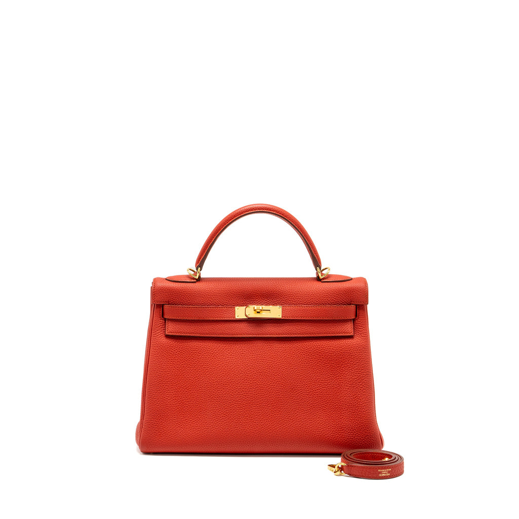 HERMES KELLY 32 TOGO 5E VERMILLION GHW
