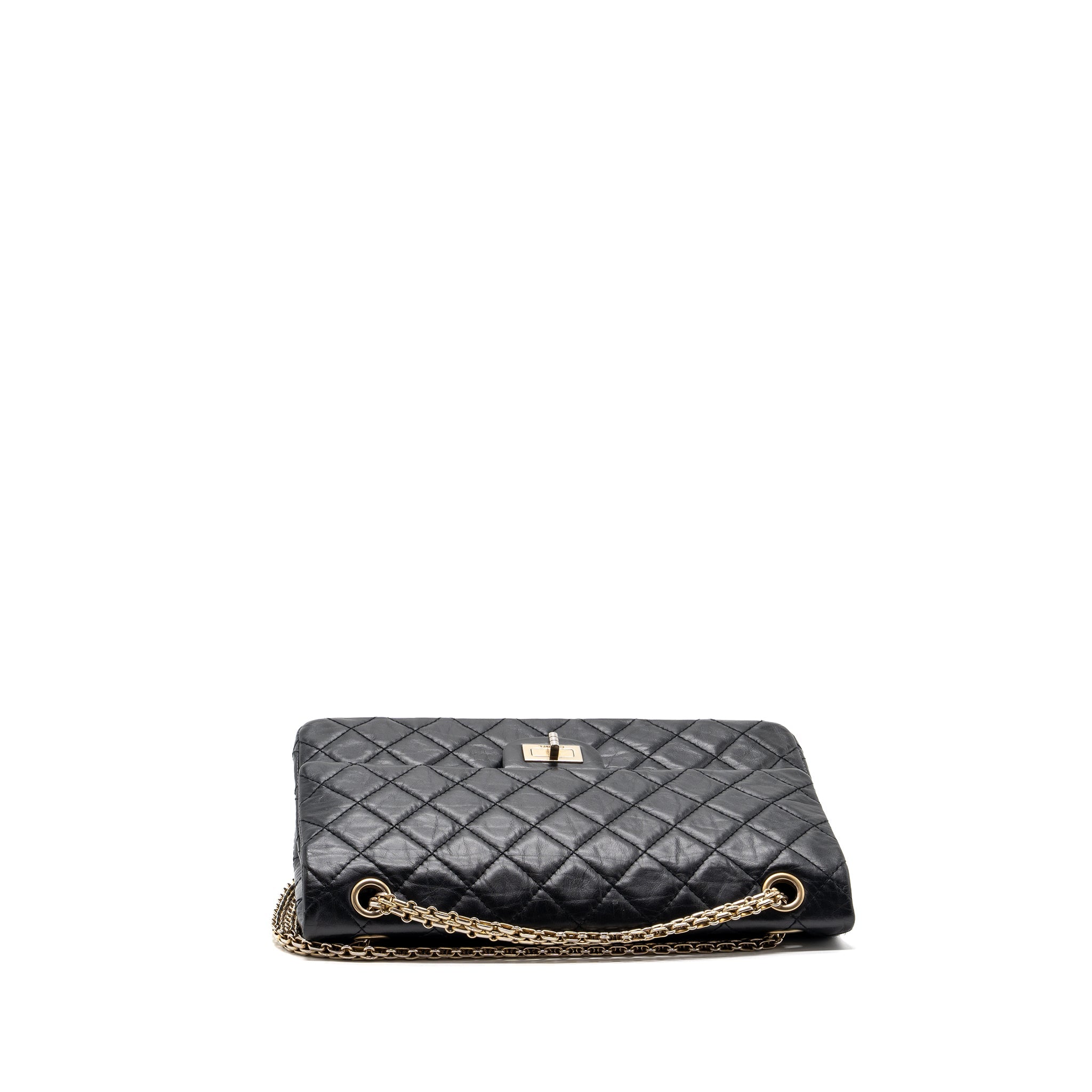 CHANEL LARGE 2.55 REISSUE FLAP BAG AGED CALFSKIN BLACK LGHW