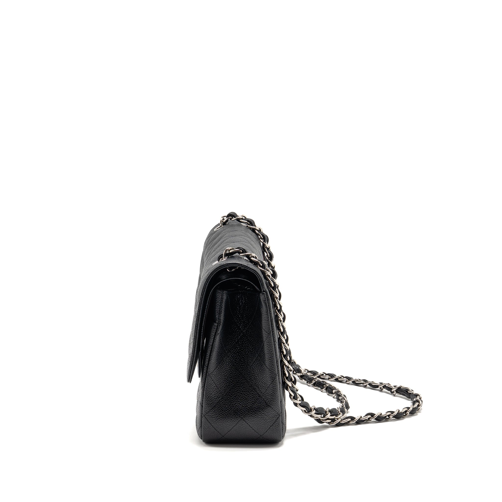 CHANEL JUMBO CLASSIC DOUBLE FLAP BAG CAVIAR BLACK SHW