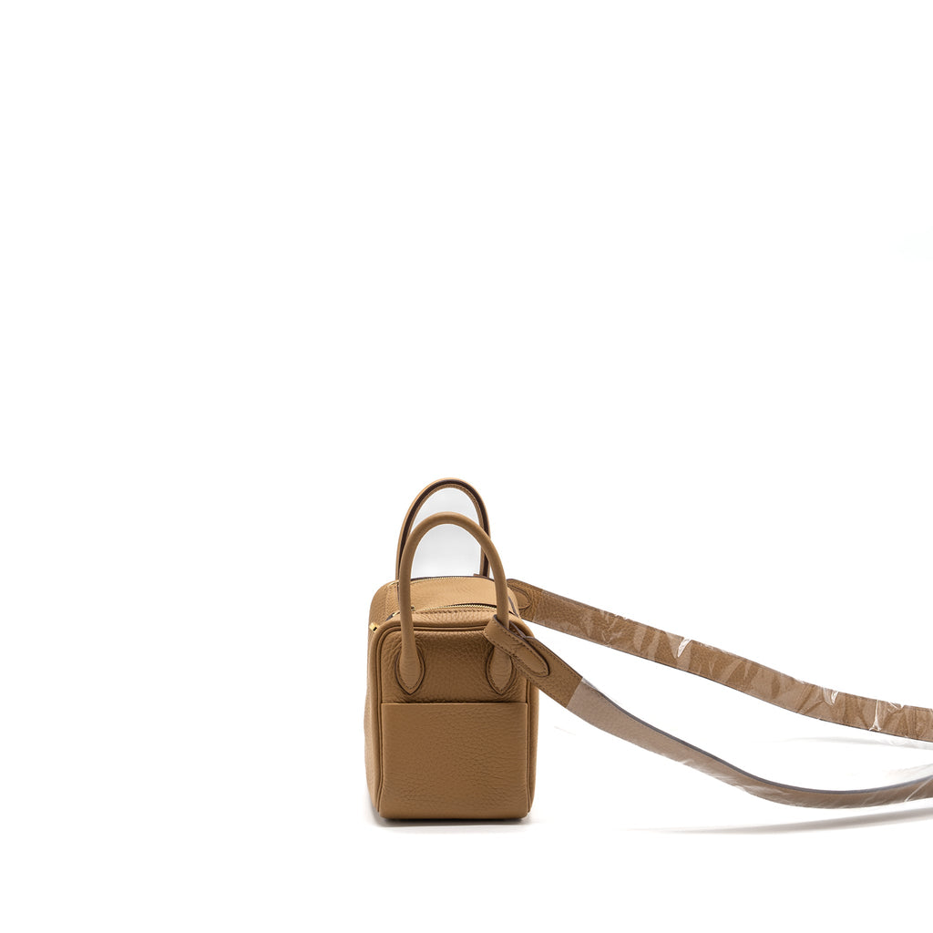 HERMES MINI LINDY CLEMENCE BISCUIT GHW