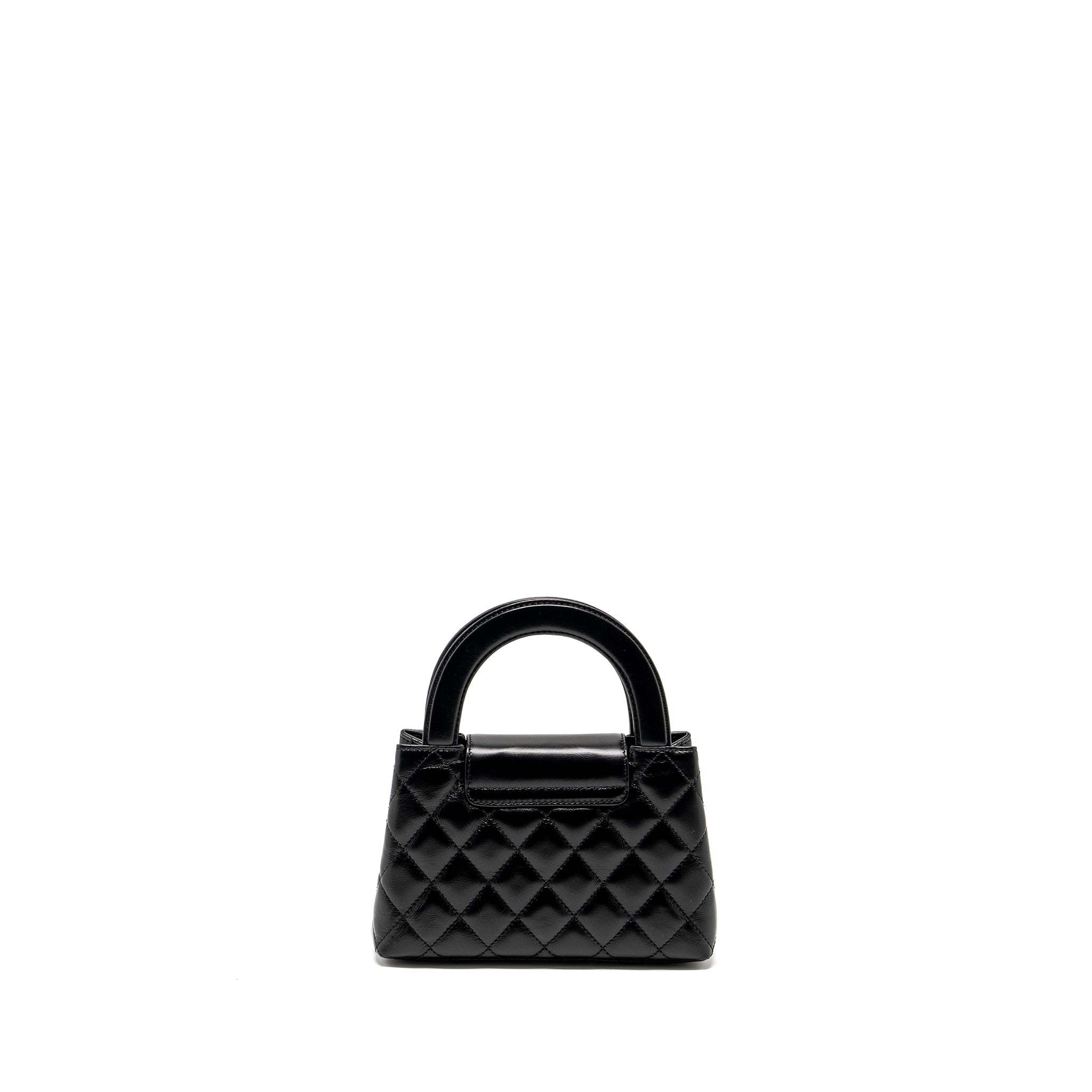 CHANEL MINI KELLY SHOPPING TOTE BAG CALFSKIN BLACK GHW (MICROCHIP)