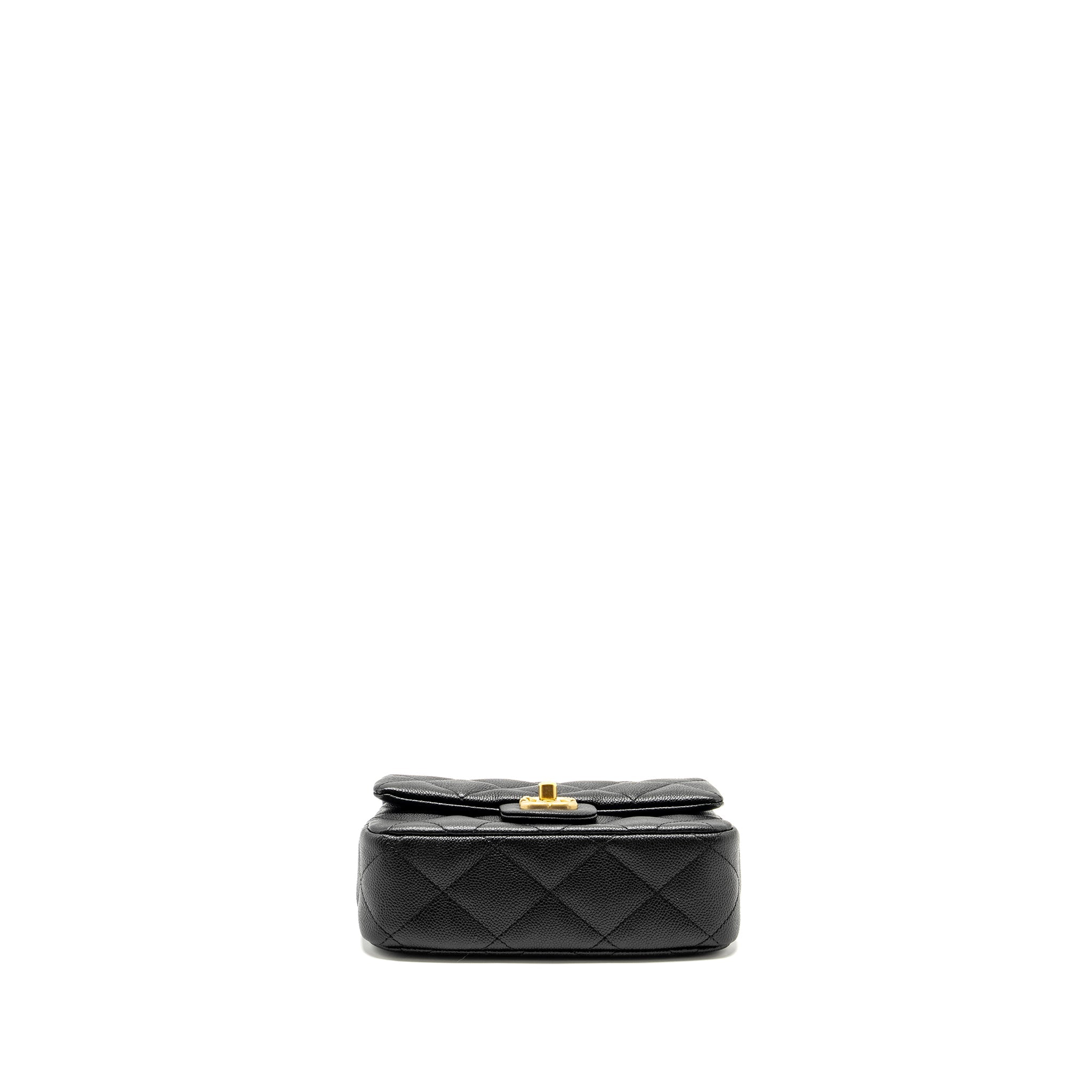 CHANEL COCO LOVE FLAP BAG WITH ADJUSTABLE CHAIN CAVIAR BLACK GHW (MICROCHIP)