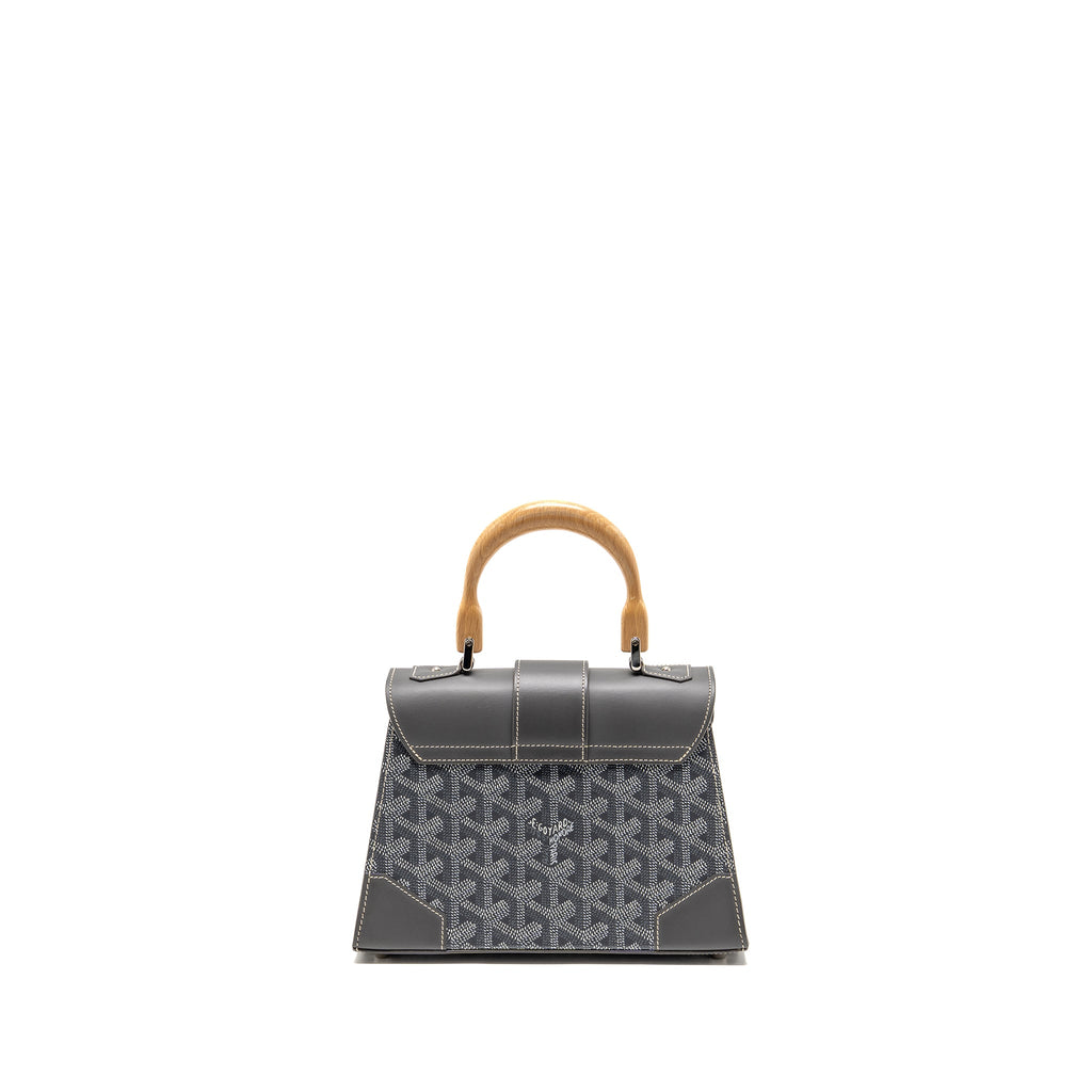 GOYARD SAIGON STRUCTURE MINI BAG GOYARDINE CANVAS/CALFSKIN GREY SHW