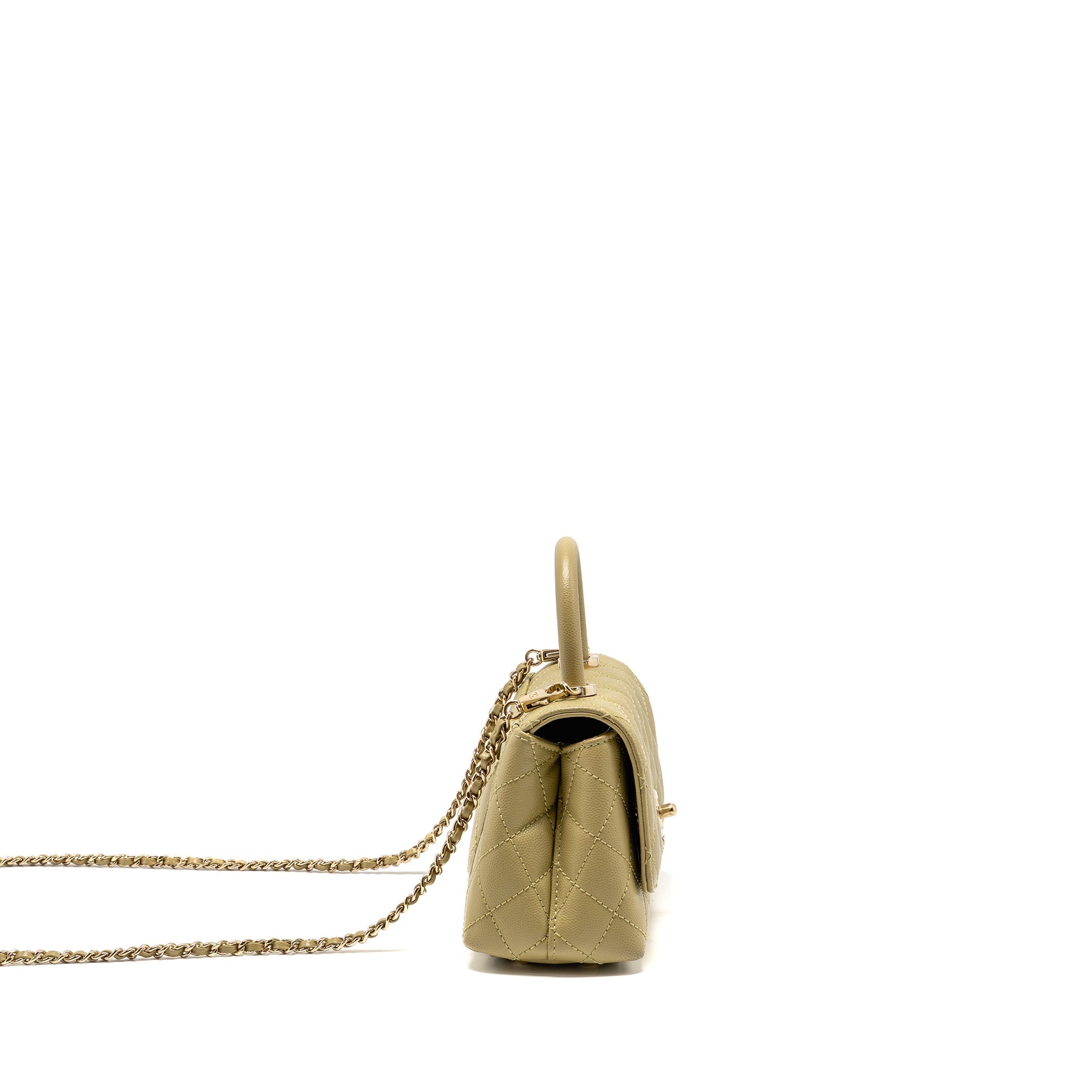 CHANEL MINI COCO HANDLE CAVIAR LIGHT GREEN LGHW (MICROCHIP)