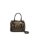 FENDI VINTAGE HANDLE BOWLING BAG CANVAS BROWN GHW