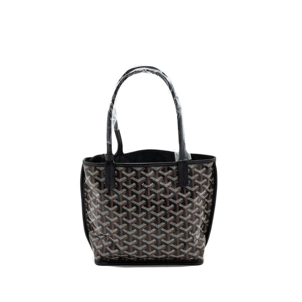 GOYARD MINI ANJOU TOTE BAG CANVAS / CALFSKIN BLACK SHW