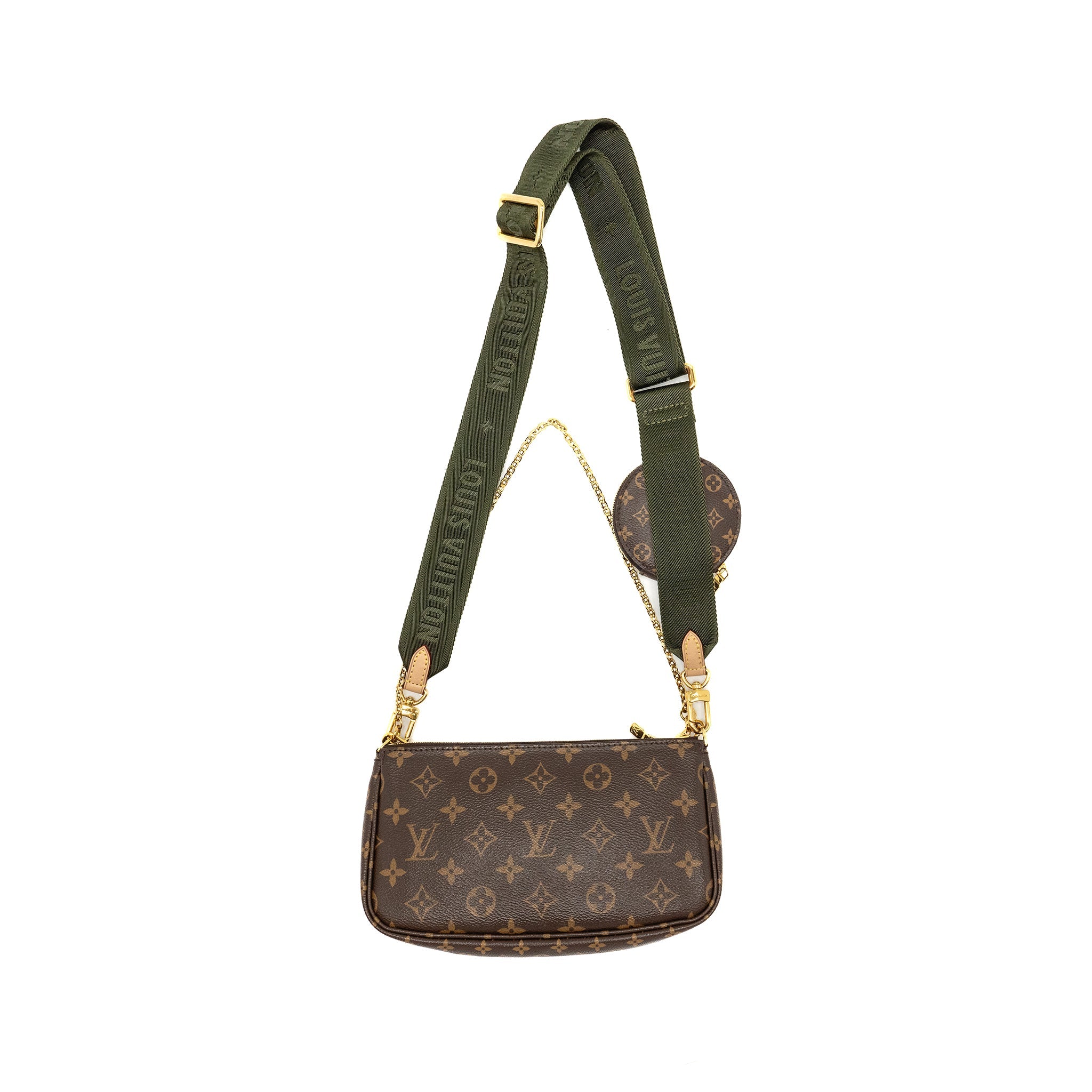 LOUIS VUITTON MULTI POCHETTE ACCESSORIES KHAKI STRAP MONOGRAM CANVAS GHW