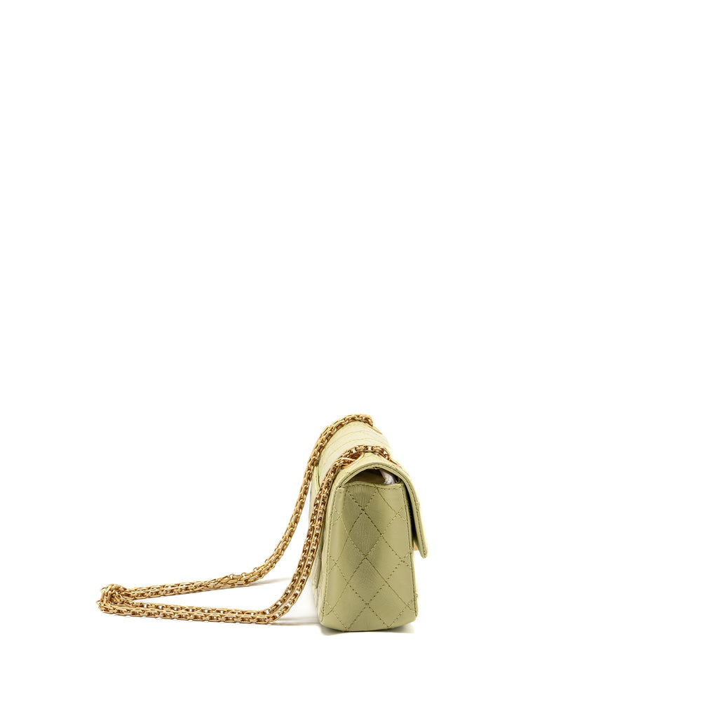 CHANEL MINI 2.55 REISSUE AGED CALFSKIN GREEN GHW