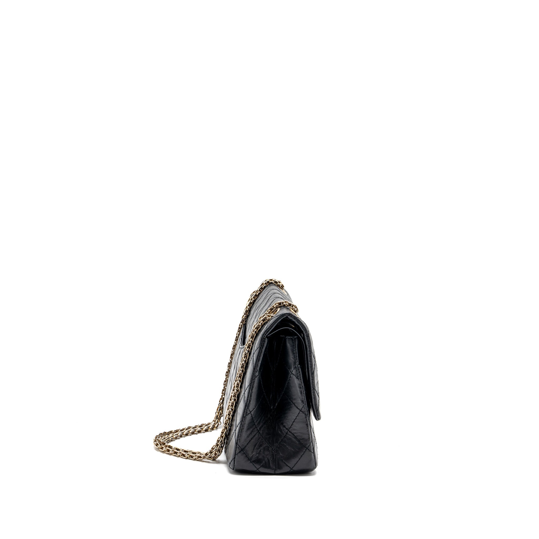 CHANEL LARGE 2.55 REISSUE FLAP BAG AGED CALFSKIN BLACK LGHW