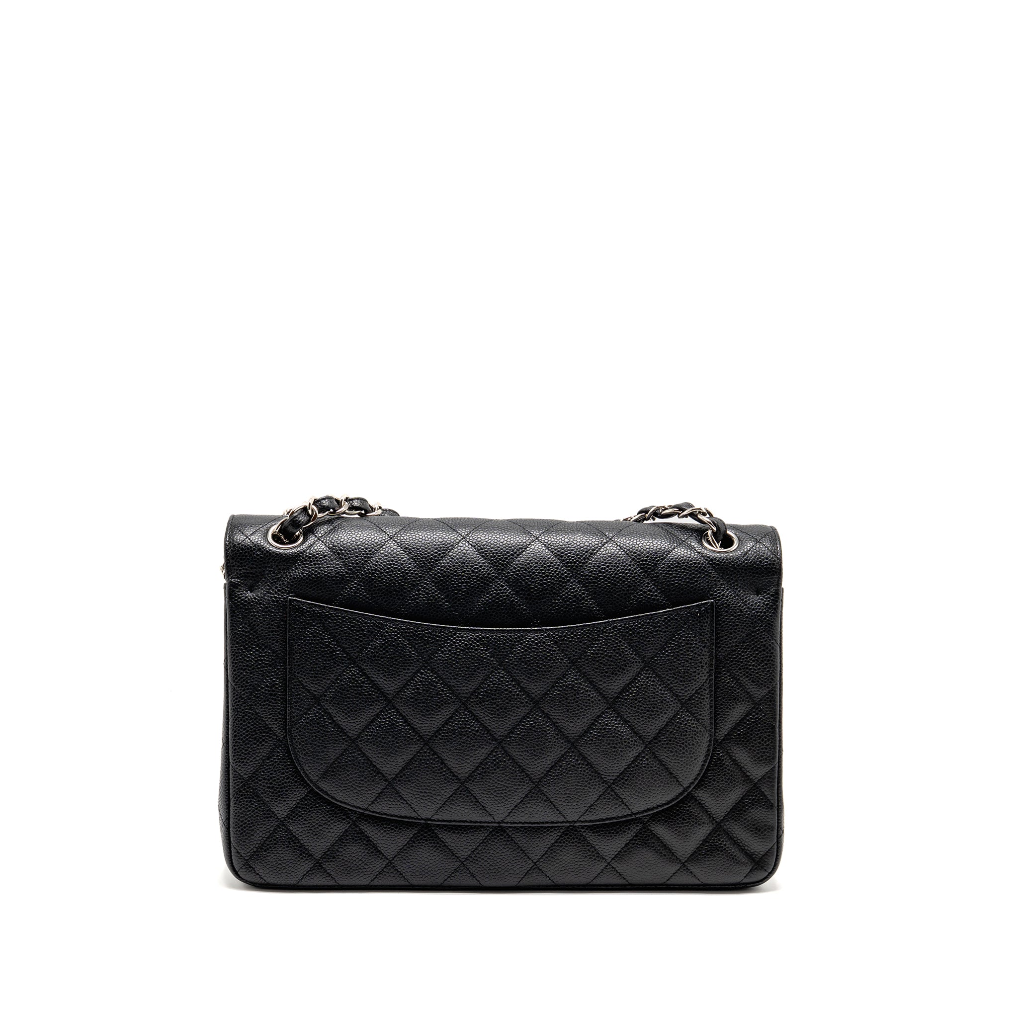 CHANEL JUMBO CLASSIC DOUBLE FLAP BAG CAVIAR BLACK SHW