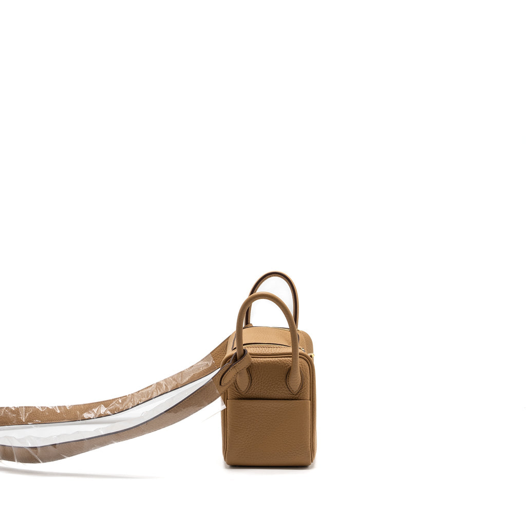 HERMES MINI LINDY CLEMENCE BISCUIT GHW