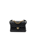 CHANEL CHAINS HANDLE FLAP BAG LAMBSKIN BLACK GHW
