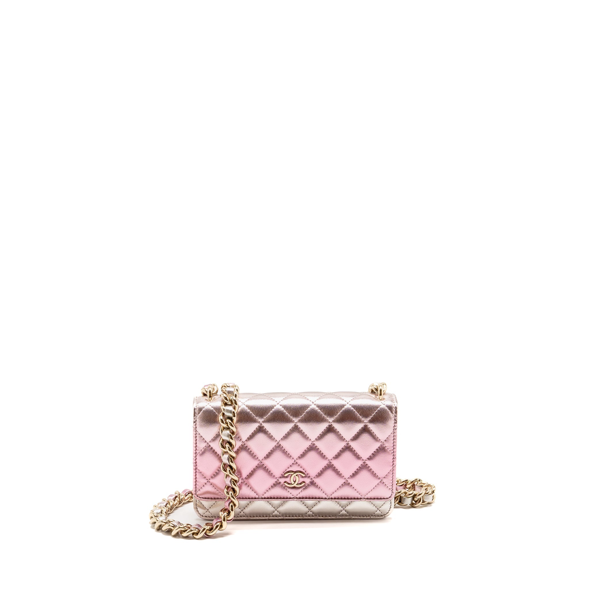 CHANEL 21K WALLET ON CHAIN IRIDESCENT LAMBSKIN LGHW (MICROCHIP)
