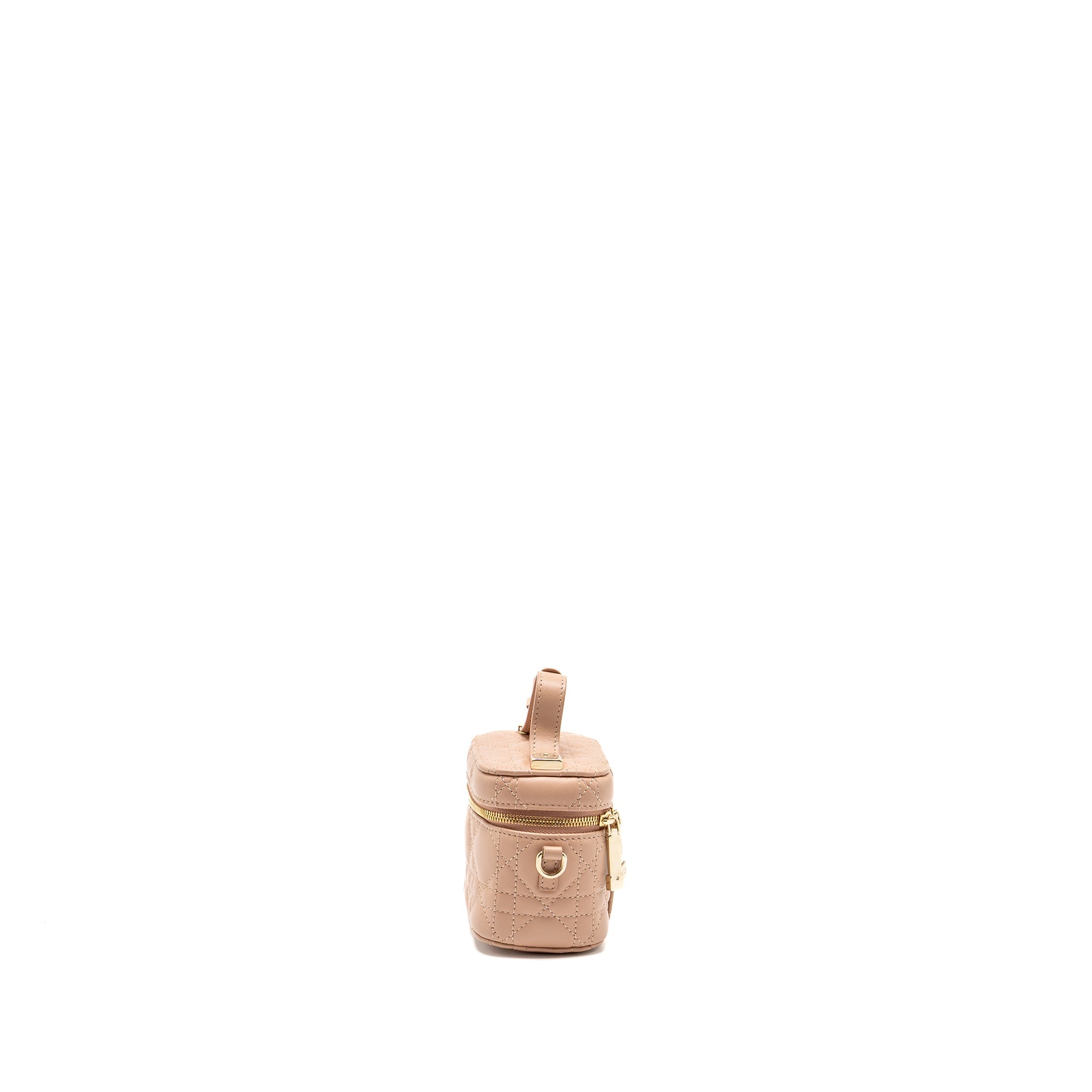 DIOR MICRO LADY DIOR VANITY CASE CANNAGE LAMBSKIN ROSE DES VENTS PINK LGHW