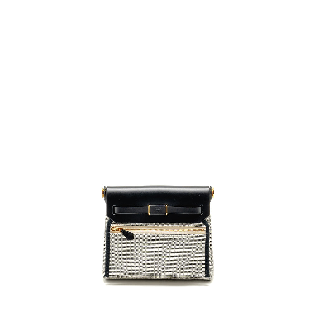 HERMES HERBAG MINI CANVAS/COWHIDE BLACK/ ECRU GHW