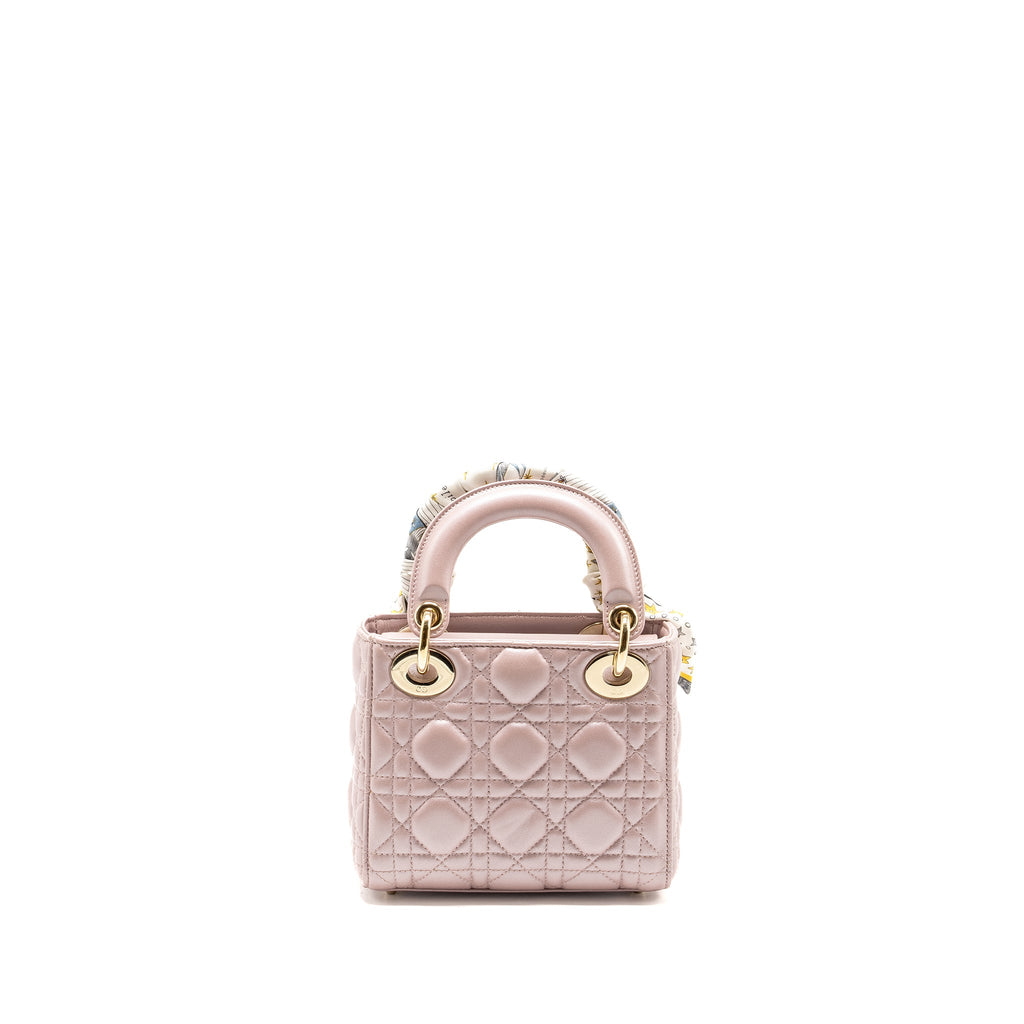 DIOR MINI LADY DIOR LAMBSKIN LOTUS PINK LGHW