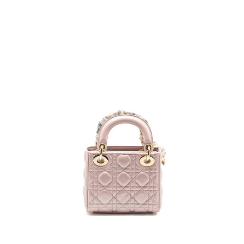 DIOR MINI LADY DIOR LAMBSKIN LOTUS PINK LGHW