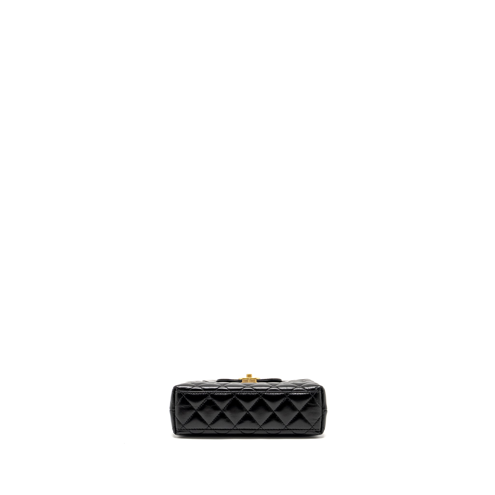 CHANEL MINI KELLY SHOPPING TOTE BAG CALFSKIN BLACK GHW (MICROCHIP)