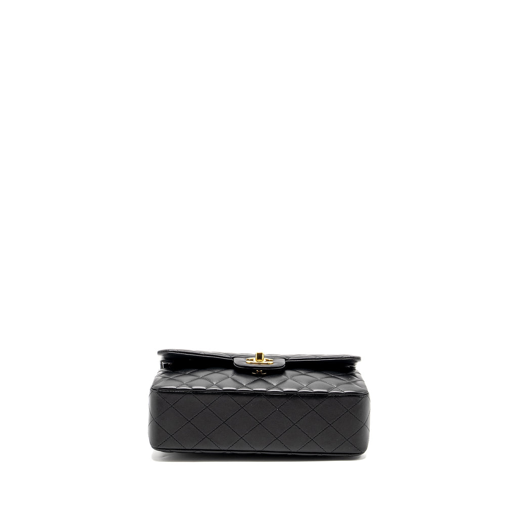 CHANEL SMALL CLASSIC DOUBLE FLAP BAG LAMBSKIN BLACK GHW (MICROCHIP)