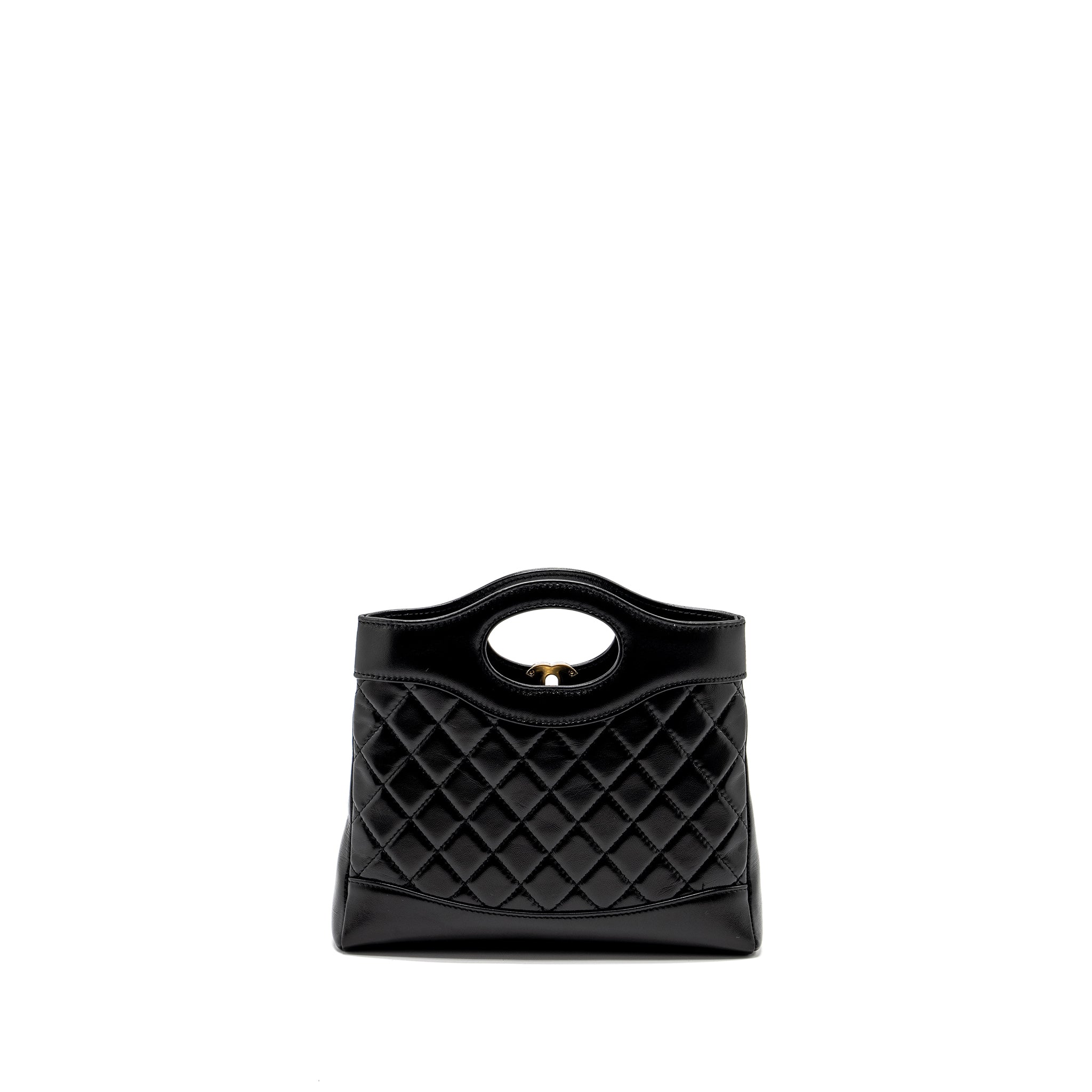 CHANEL MINI 31 BAG SHINY LAMBSKIN BLACK LGHW (MICROCHIP)