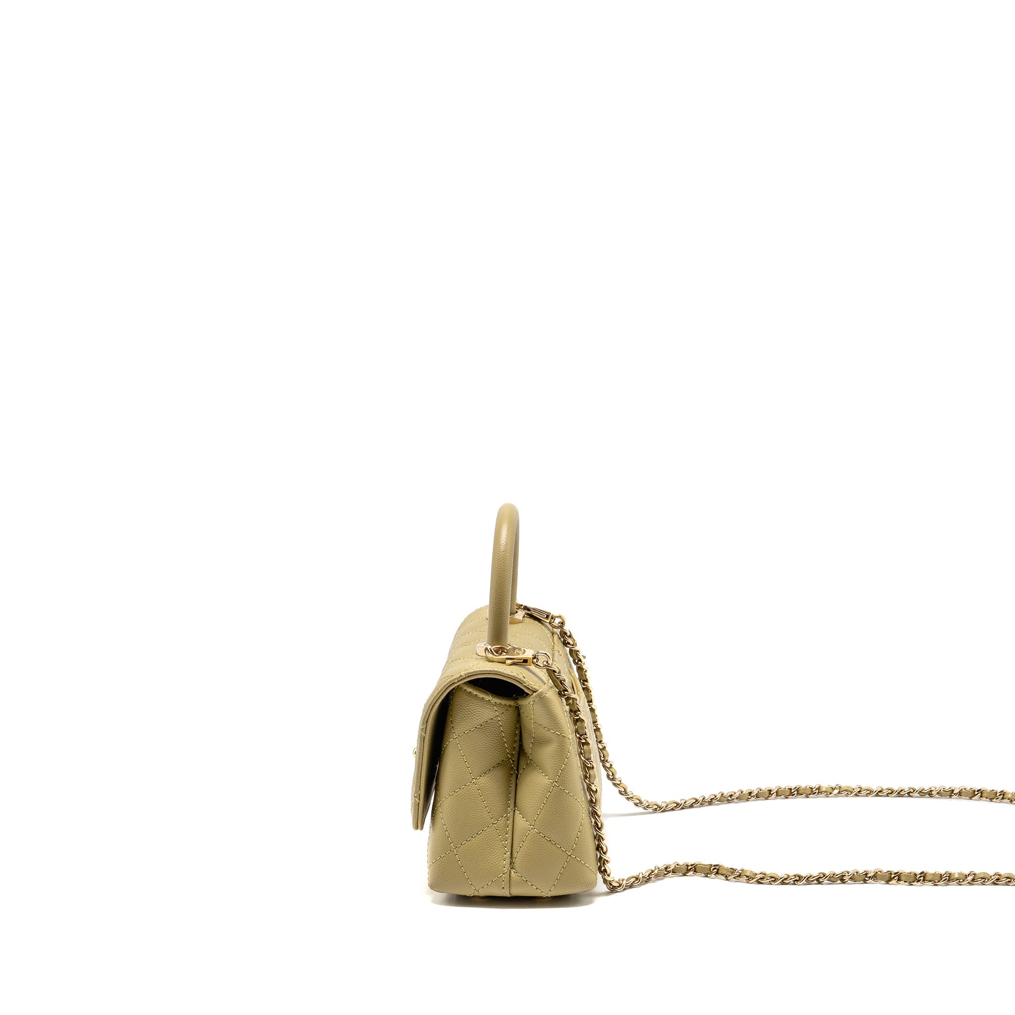 CHANEL MINI COCO HANDLE CAVIAR LIGHT GREEN LGHW (MICROCHIP)