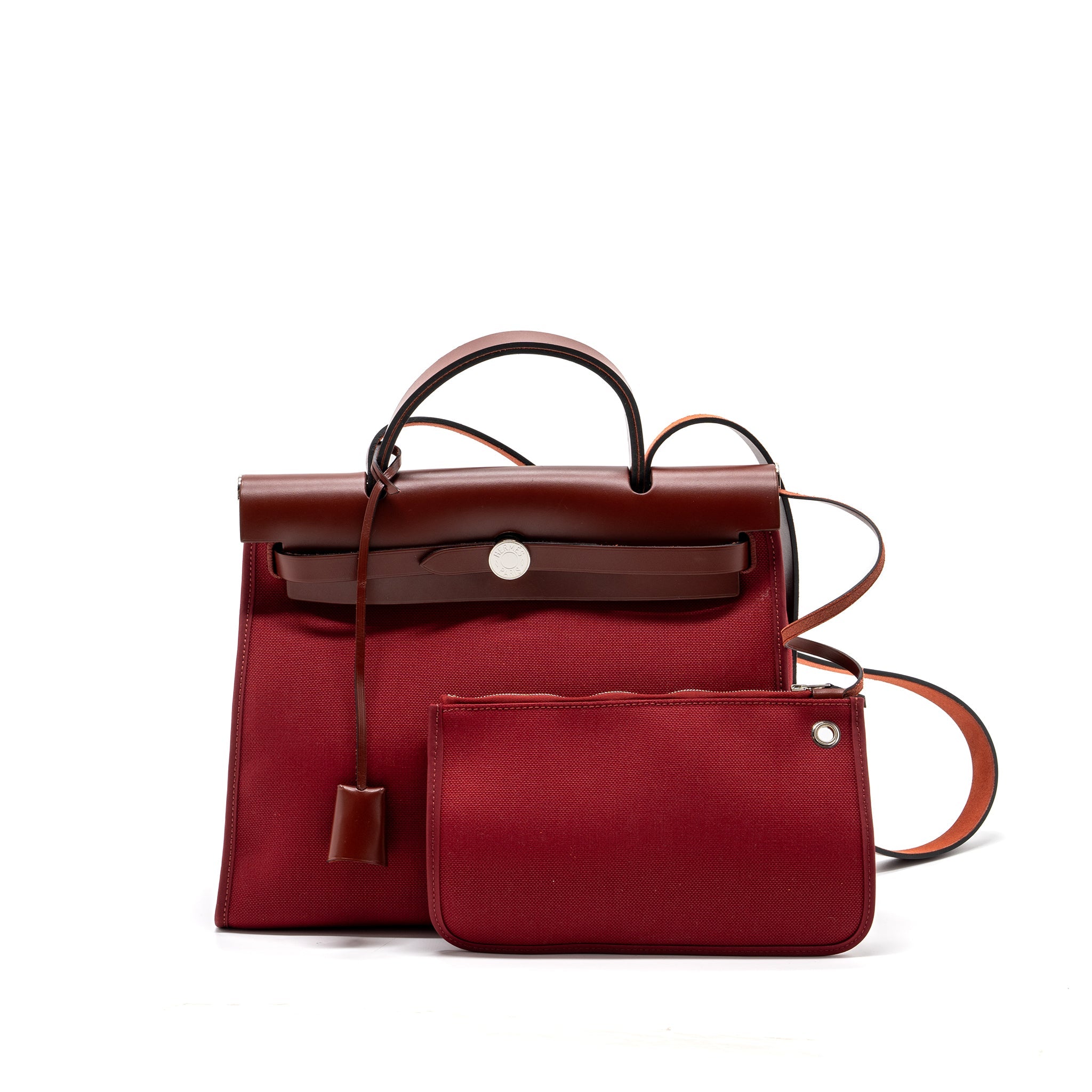 HERMES HERBAG ZIP 31 BAG CANVAS / HUNTER ROUGE GRENAT / ROUGE H SHW