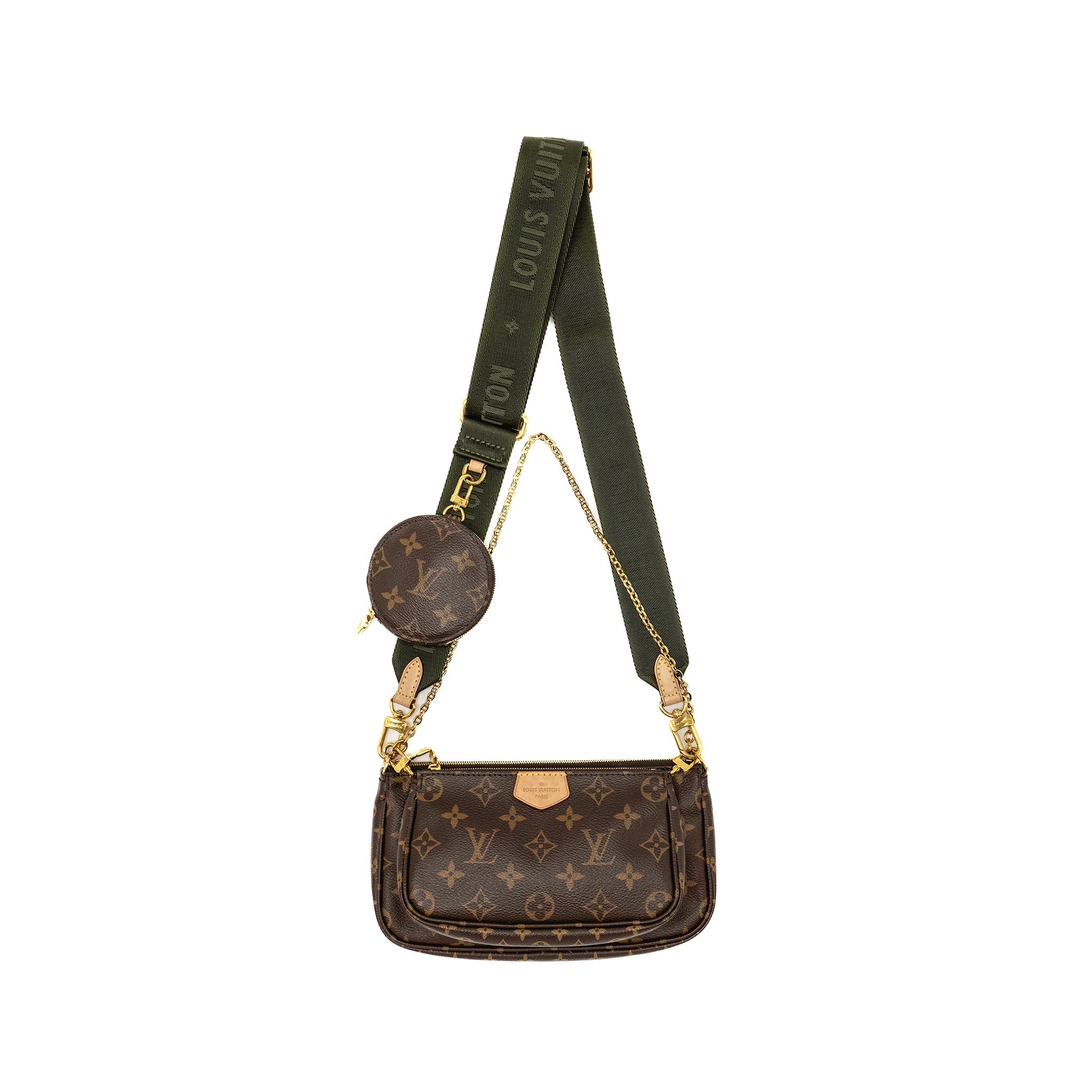 LOUIS VUITTON MULTI POCHETTE ACCESSORIES KHAKI STRAP MONOGRAM CANVAS GHW
