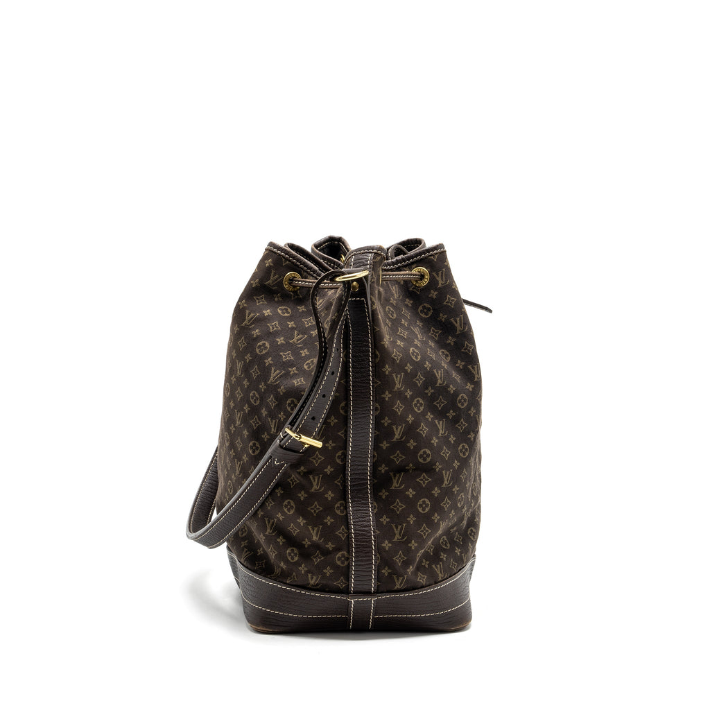 LOUIS VUITTON LIN NOE BAG FABRIC/LEATHER EBENE GHW