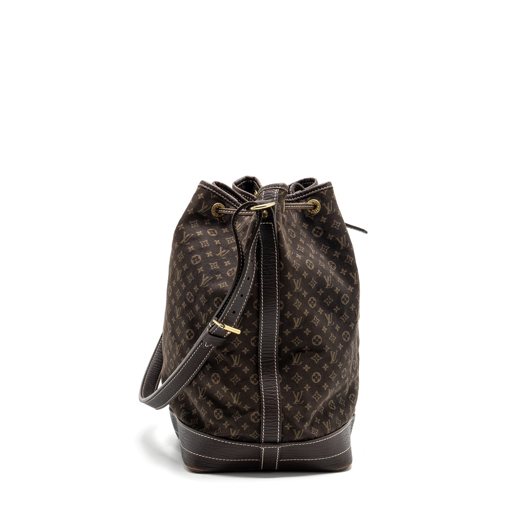 LOUIS VUITTON LIN NOE BAG FABRIC/LEATHER EBENE GHW