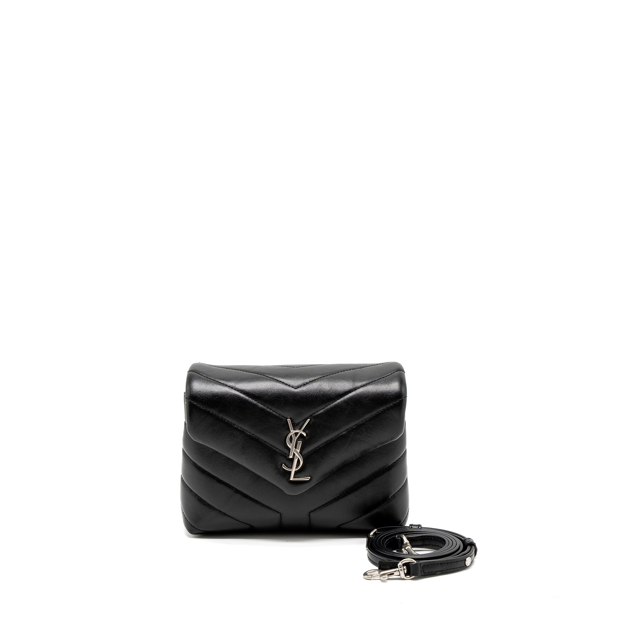 SAINT LAURENT LOULOU TOY STRAP BAG CALFSKIN BLACK SHW