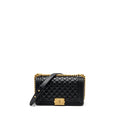 CHANEL MEDIUM BOY BAG SMOOTH CALFSKIN BLACK GHW (MICROCHIP)