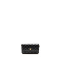 CHANEL PEARL CRUSH MINI FLAP WALLET WITH CHAIN LAMBSKIN BLACK GHW (MICROCHIP)