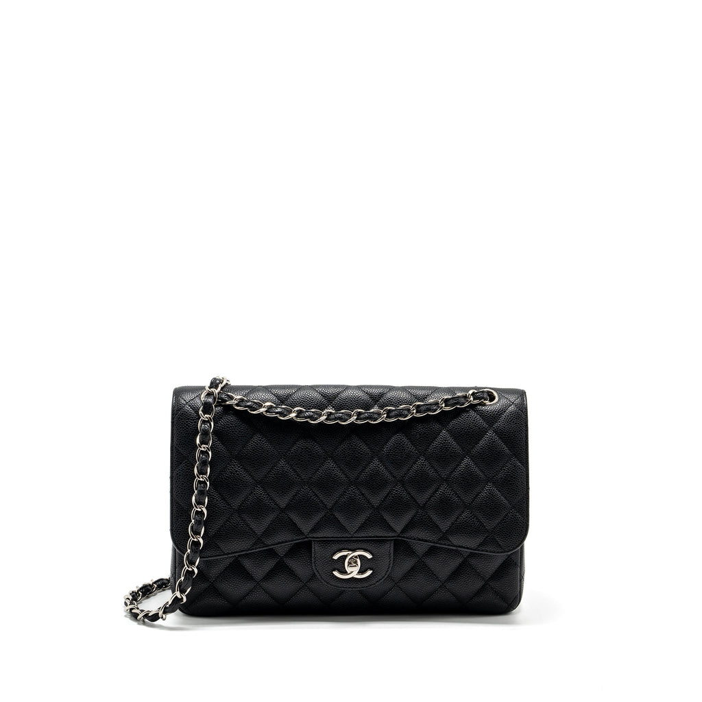 CHANEL JUMBO CLASSIC DOUBLE FLAP BAG CAVIAR BLACK SHW