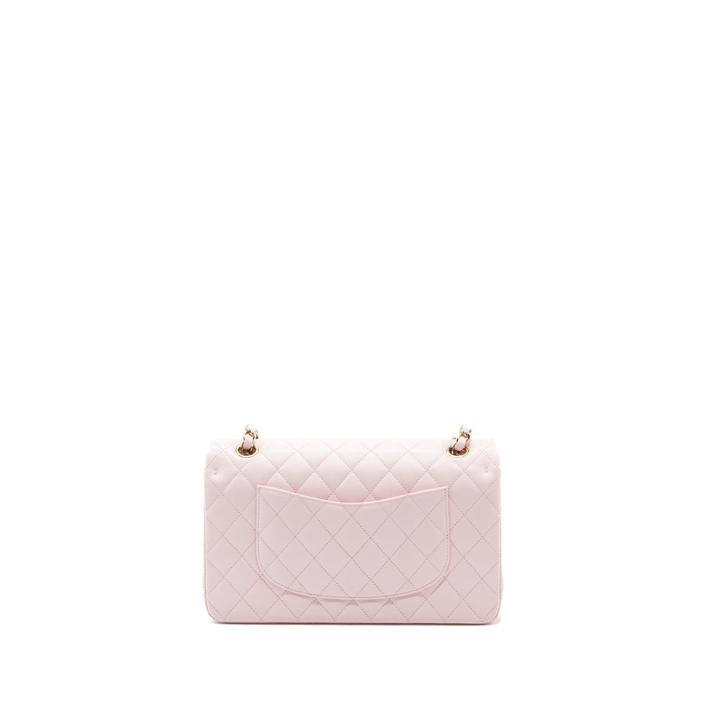 CHANEL MEDIUM CLASSIC DOUBLE FLAP BAG CAVIAR LIGHT PINK LGHW (MICROCHIP)