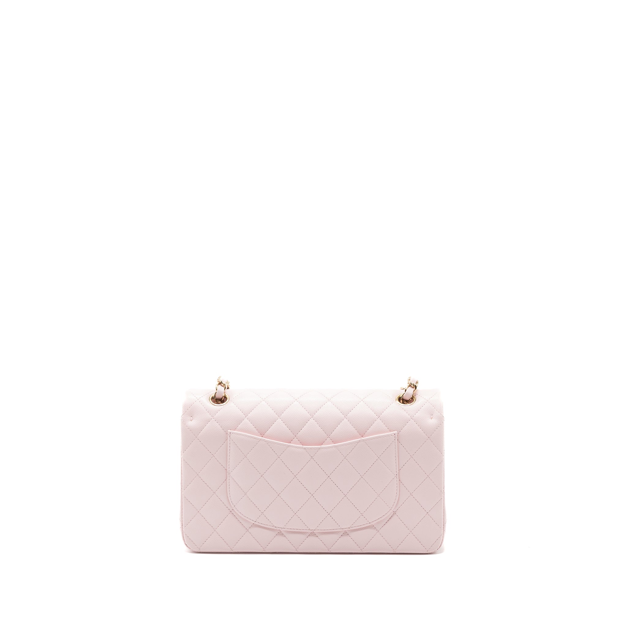 CHANEL MEDIUM CLASSIC DOUBLE FLAP BAG CAVIAR LIGHT PINK LGHW (MICROCHIP)