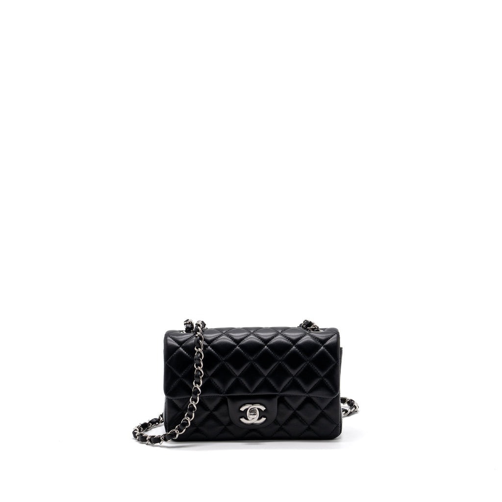 CHANEL MINI RECTANGULAR FLAP BAG LAMBSKIN BLACK SHW (MICROCHIP)